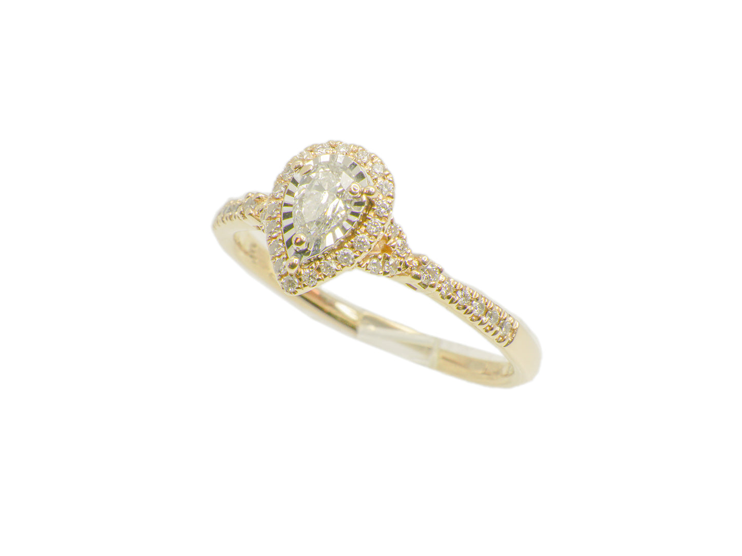 Bague en Or Halo et diamant Pear Shape 0.56 ct