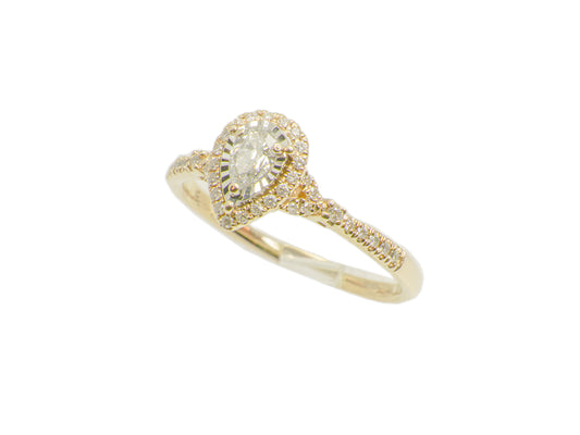 Bague en Or Halo et diamant Pear Shape 0.56 ct