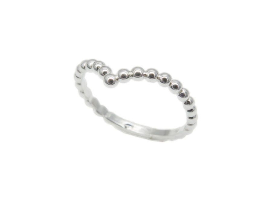 'V' Beaded Gold Ring