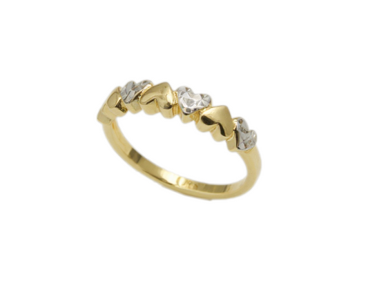 2 Tone Hearts Gold Ring