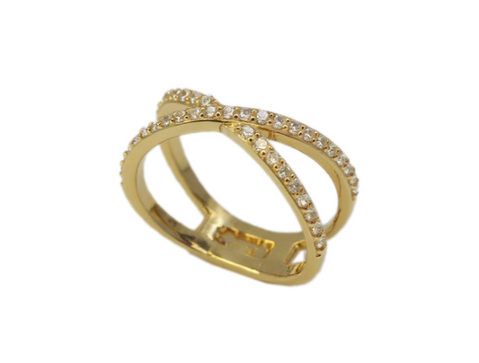 Criss Cross Gold Ring & 0.54ct Diamonds