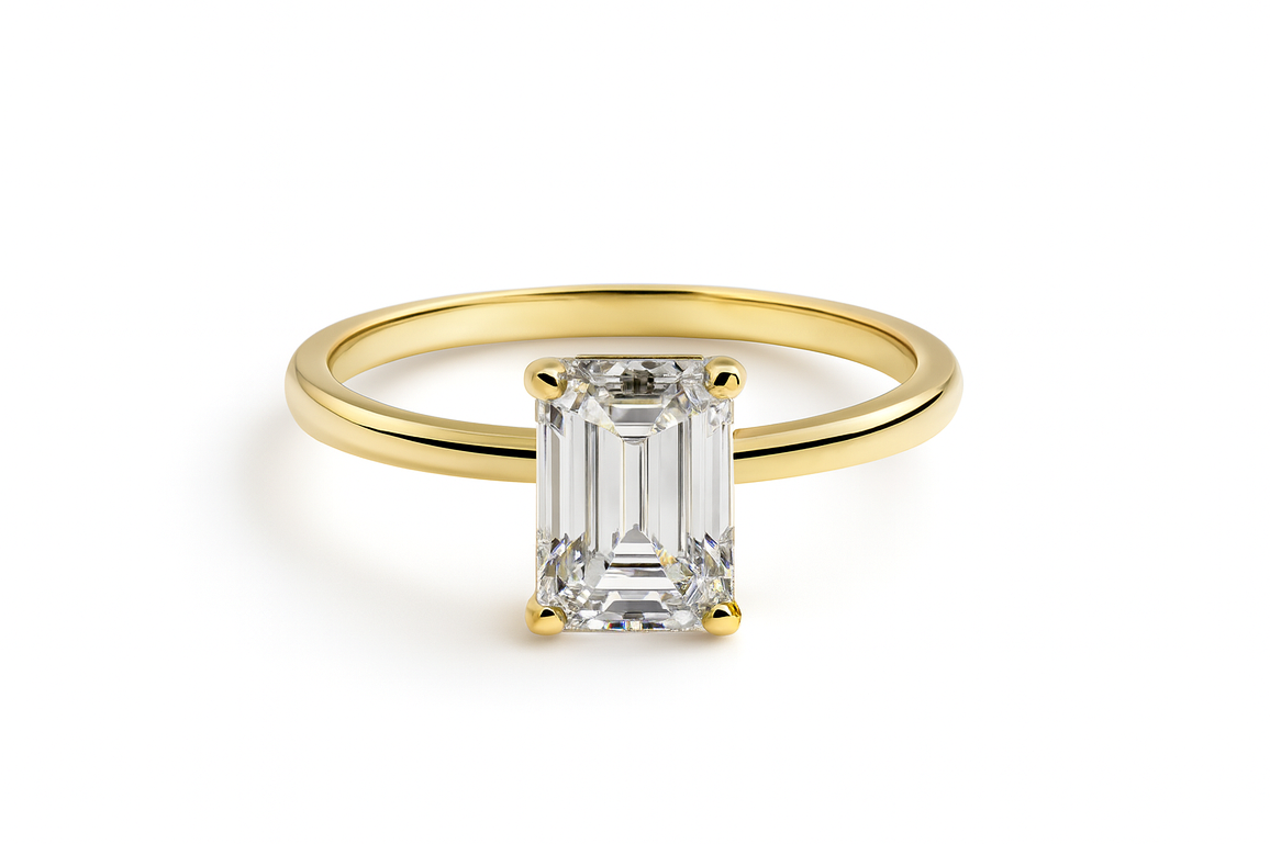 Solitaire Engagement Ring & 1.53ct Emerald Cut Diamond