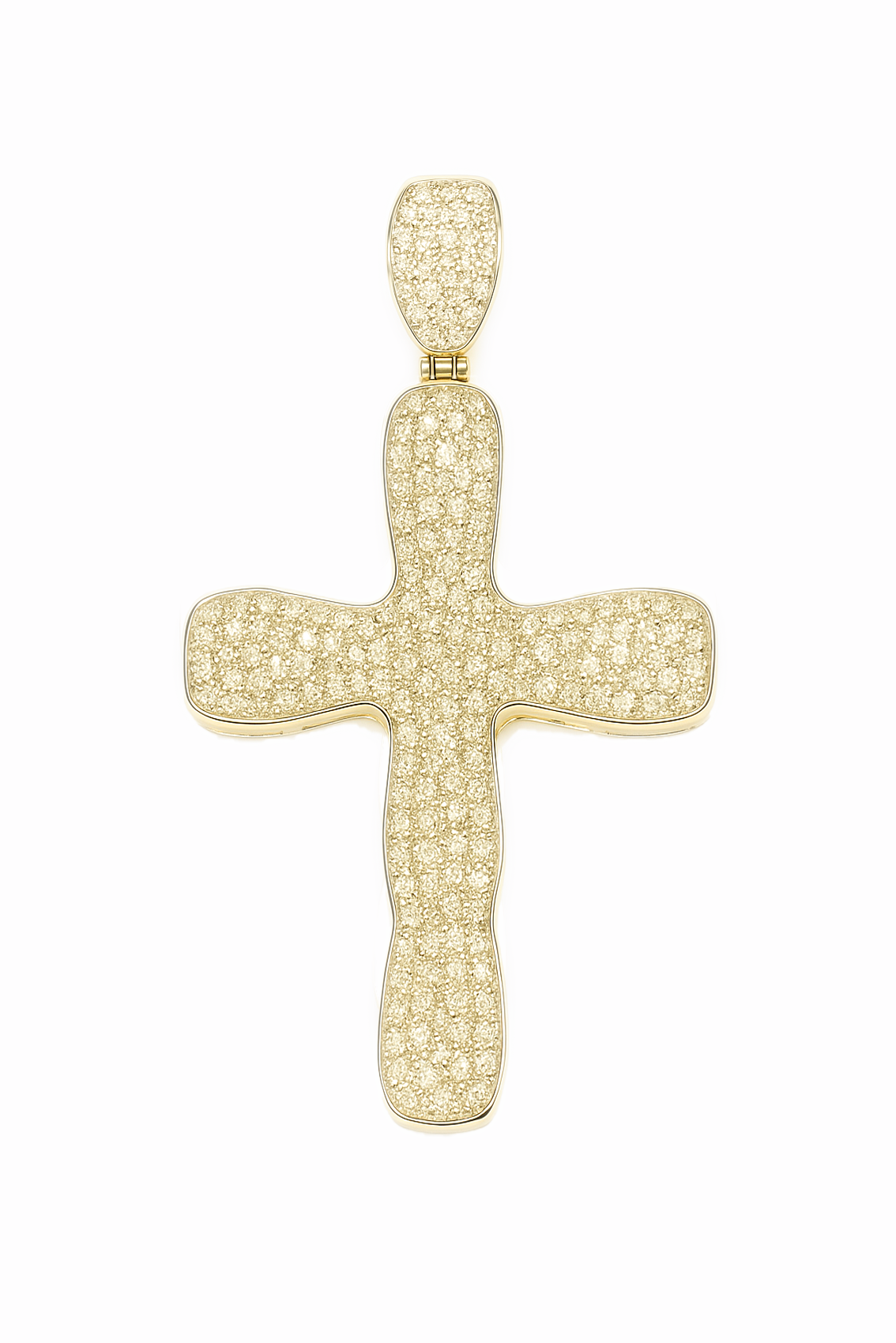 Pendentif Croix Courbée en Or & Diamants 0.75ct