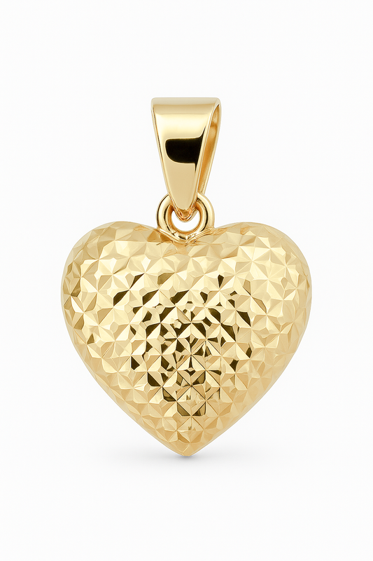 Heart Gold Pendant with Diamond Cut