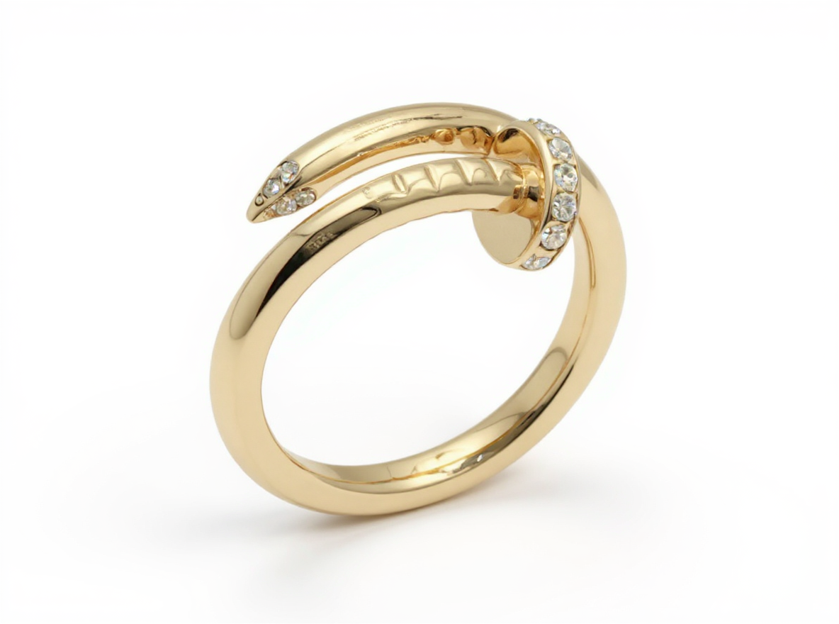 18K Gold Ring with Nail Design & 0.20ct Diamonds