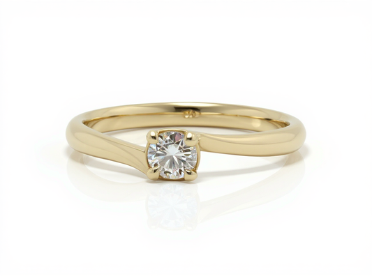 Solitaire Gold Ring & 0.18ct Diamond