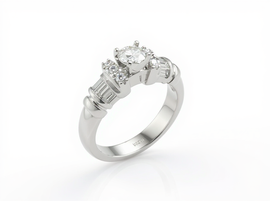 Wedding Gold Ring & 0.88ct Diamond