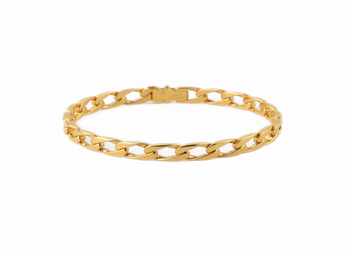 Flat Curb Gold Bracelet 4mm