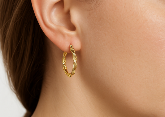 Pair of Gold Twisted Loops