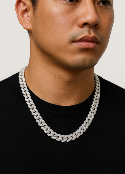 Cuban Chain 8mm Iced Out(Silver)
