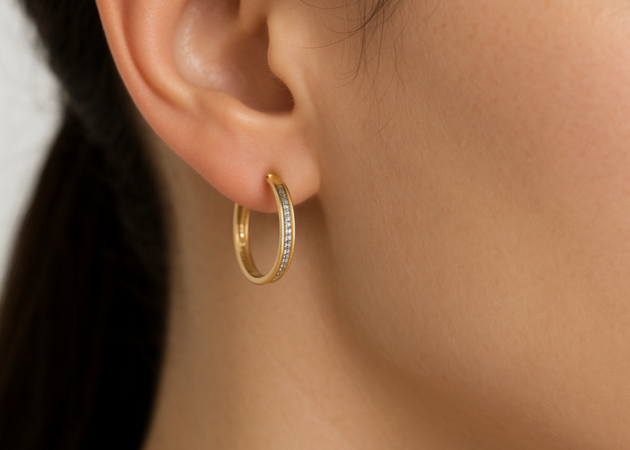 Pair of 2 Tone Gold Loops with Medusa Design