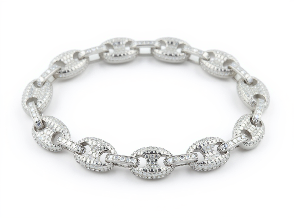 Puffy Bracelet 12mm Iced Out(Silver)