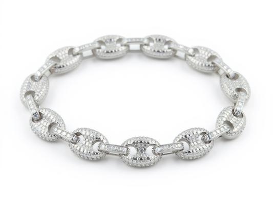 Puffy Bracelet 12mm Iced Out(Silver)