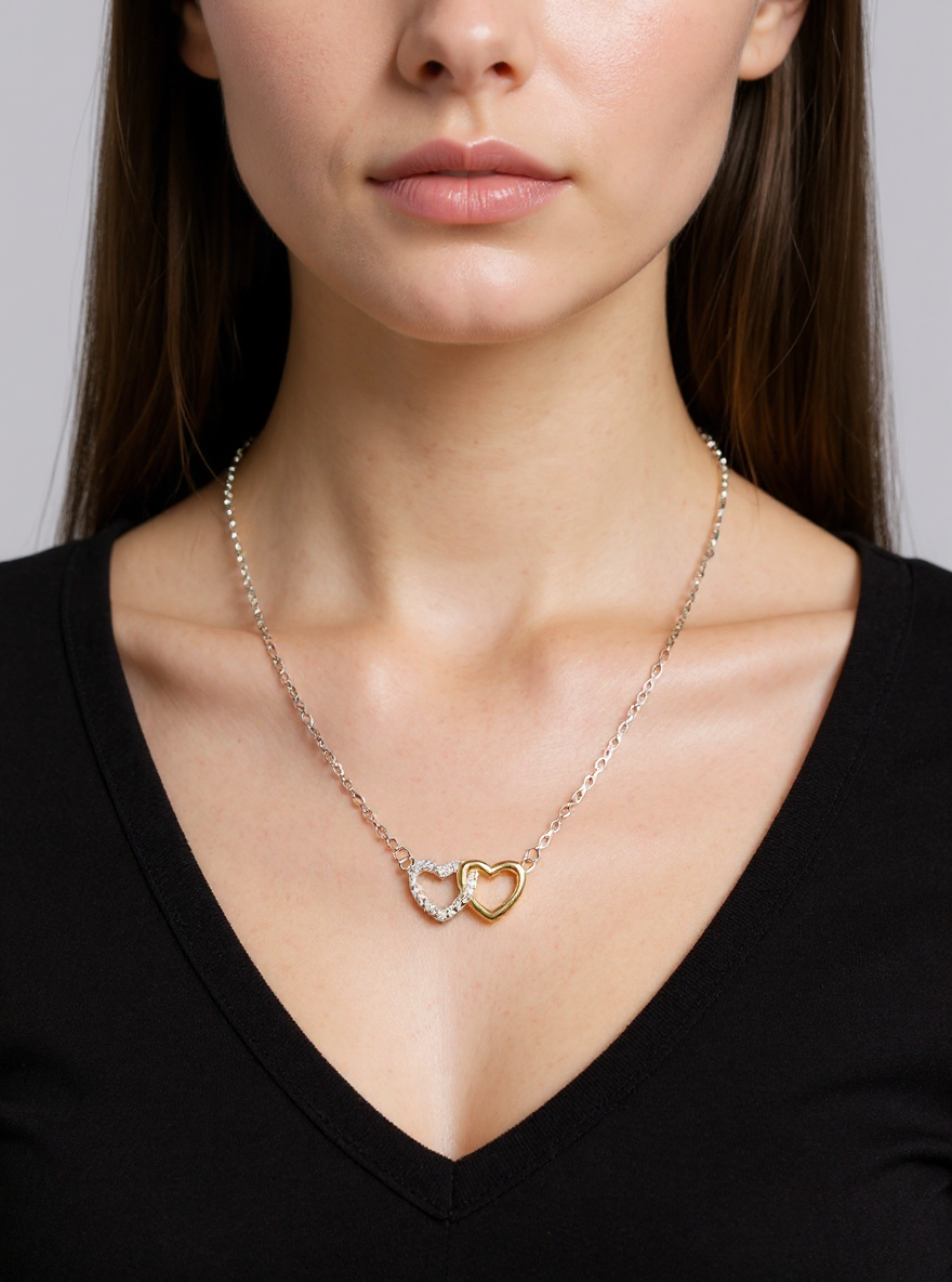 Hearts Pendant & Chain Set(Silver)