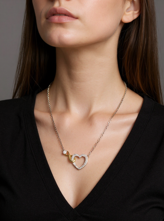 Ensemble pendentif et chaîne Infinity/Cœur (argent)