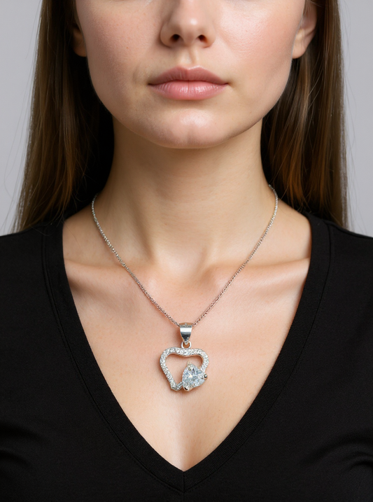 Heart Pendant & Chain Set(Silver)