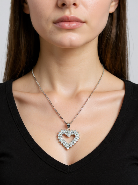 Heart Pendant & Chain Set(Silver)