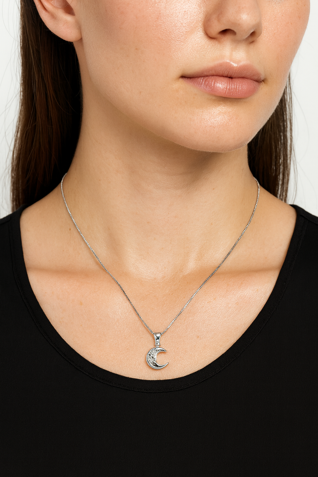 Ensemble Chaine et Pendantif Lune (argent)