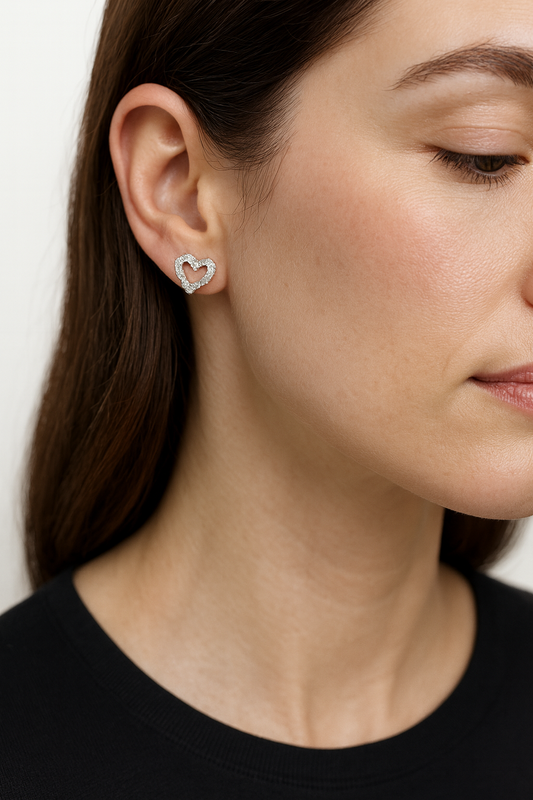 Boucles d'oreilles cœur (argent)