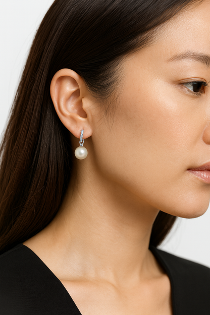 Drop Pearl Earrings (Silver)