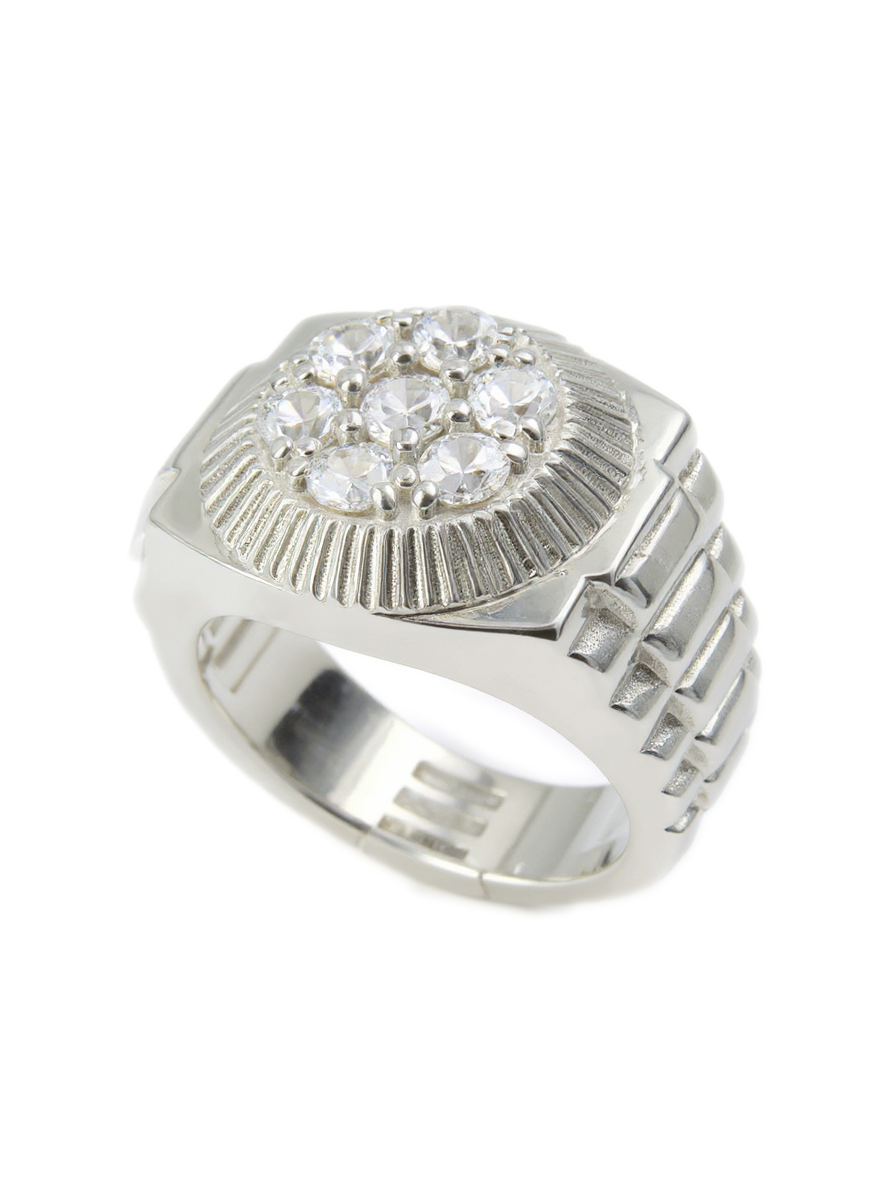 Bague Cluster Rond (Argent)