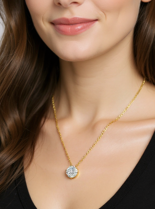 Solitaire Pendant & Chain Set (Silver)