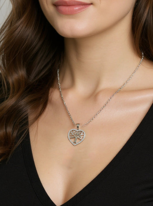 Family Tree Pendant & Chain Set (Silver)