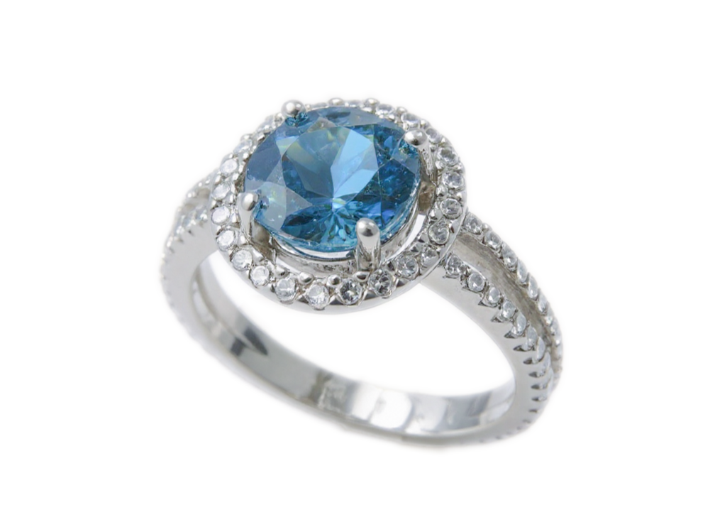 Blue Topaz Gold Ring & 1.09ct Diamonds