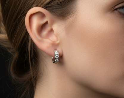 Pair of Gold Huggies (White)