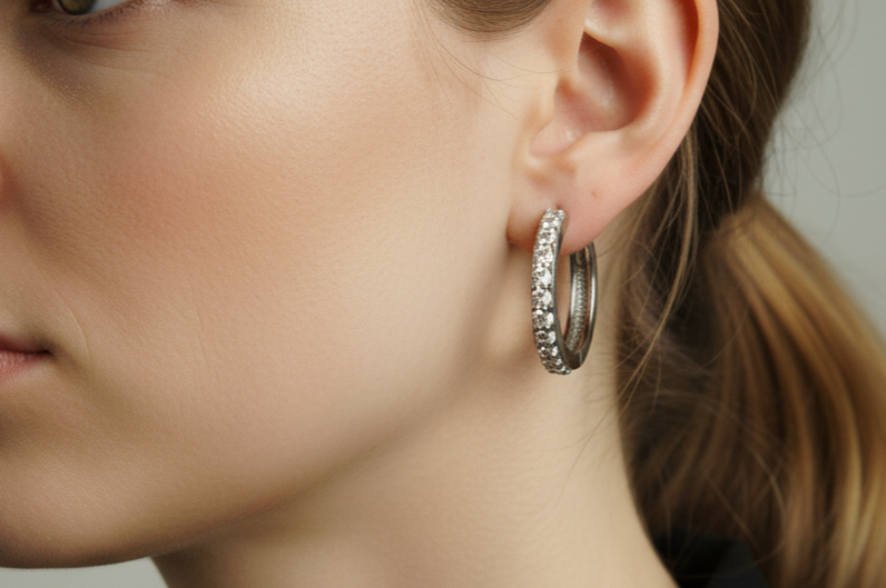 Pair of Gold Huggies (White)