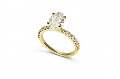 Oval Engagement Gold Ring & 1.89ct Diamonds