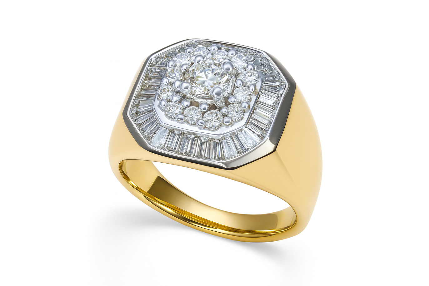 Square Gold Ring & 2.18ct Diamonds