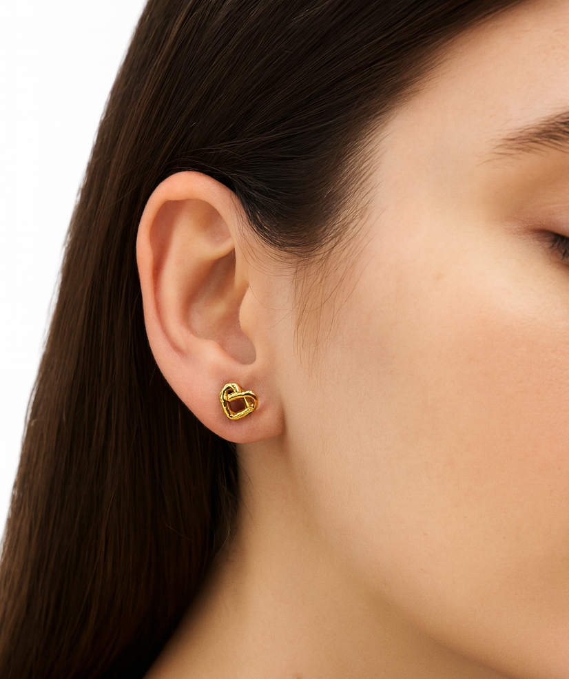 Pair of Infinity Heart Gold Studs