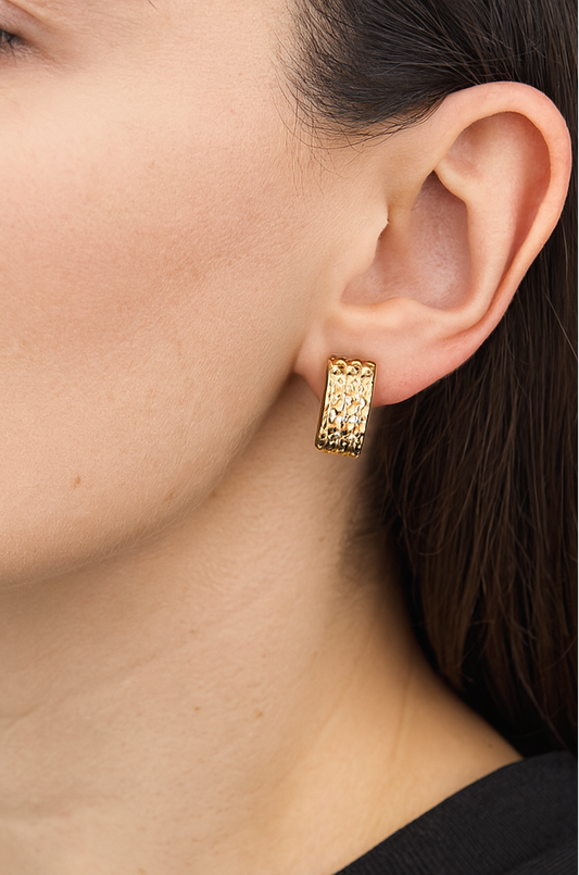 Pair of Gold Huggies With Diamond Cut