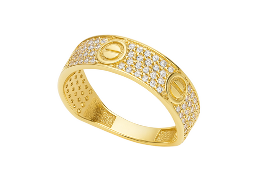 Eternity Gold Band with Screw Design