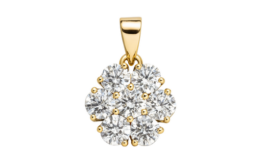 Cluster Gold Pendant & 3.50ct Diamonds