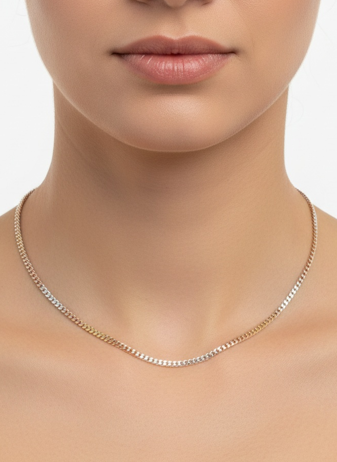 Flat Curb 2 Tone Gold Chain 2mm