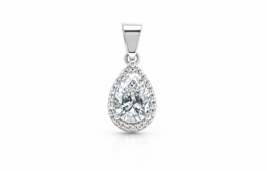 Halo Pear Shape Pendant & 0.94ct Diamond (White Gold)