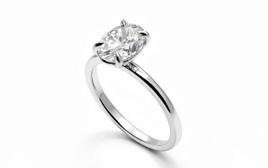 Bague de fiançailles ovale avec diamant de 1.50ct (Or blanc)