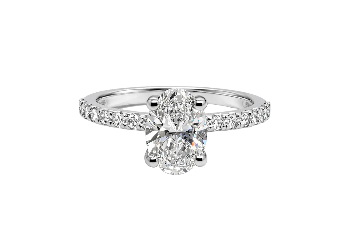 Bague de fiançailles ovale en Or sertie de 1.82ct de diamants