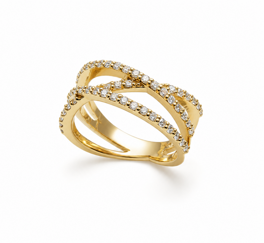 Bague en Or Entrelacé sertie de 1.02ct de Diamants