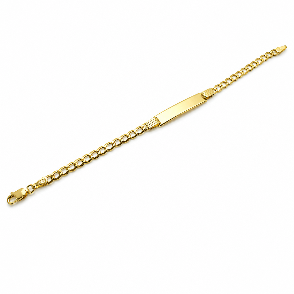 Engravable Flat curb Gold Bracelet 4mm