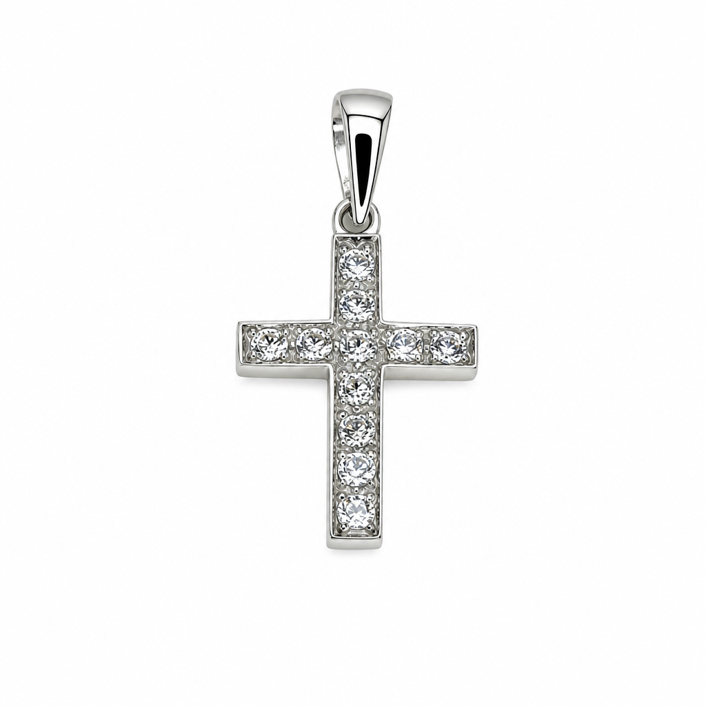 Pendentif croix et diamants 0.41ct (Or blanc)