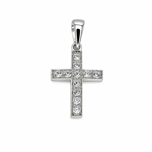 Cross Pendant & 0.41ct Diamonds (White Gold)