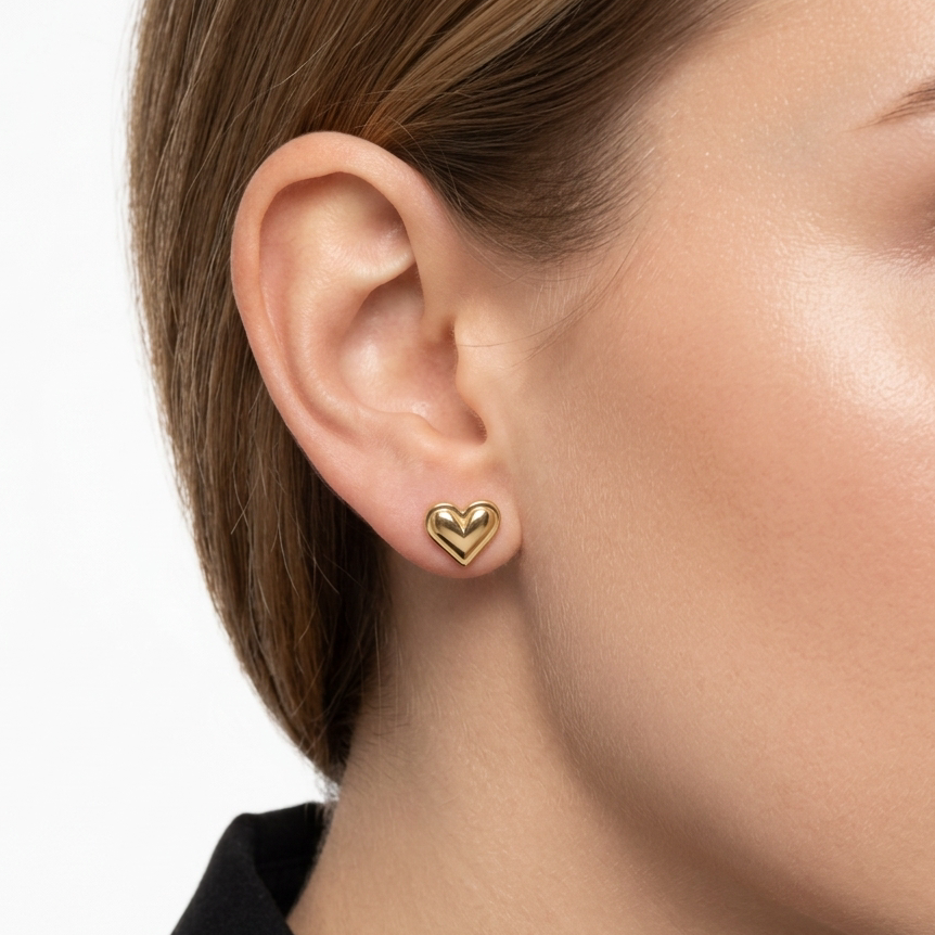 Paire de Boucles d'Oreilles en Or Cœur 