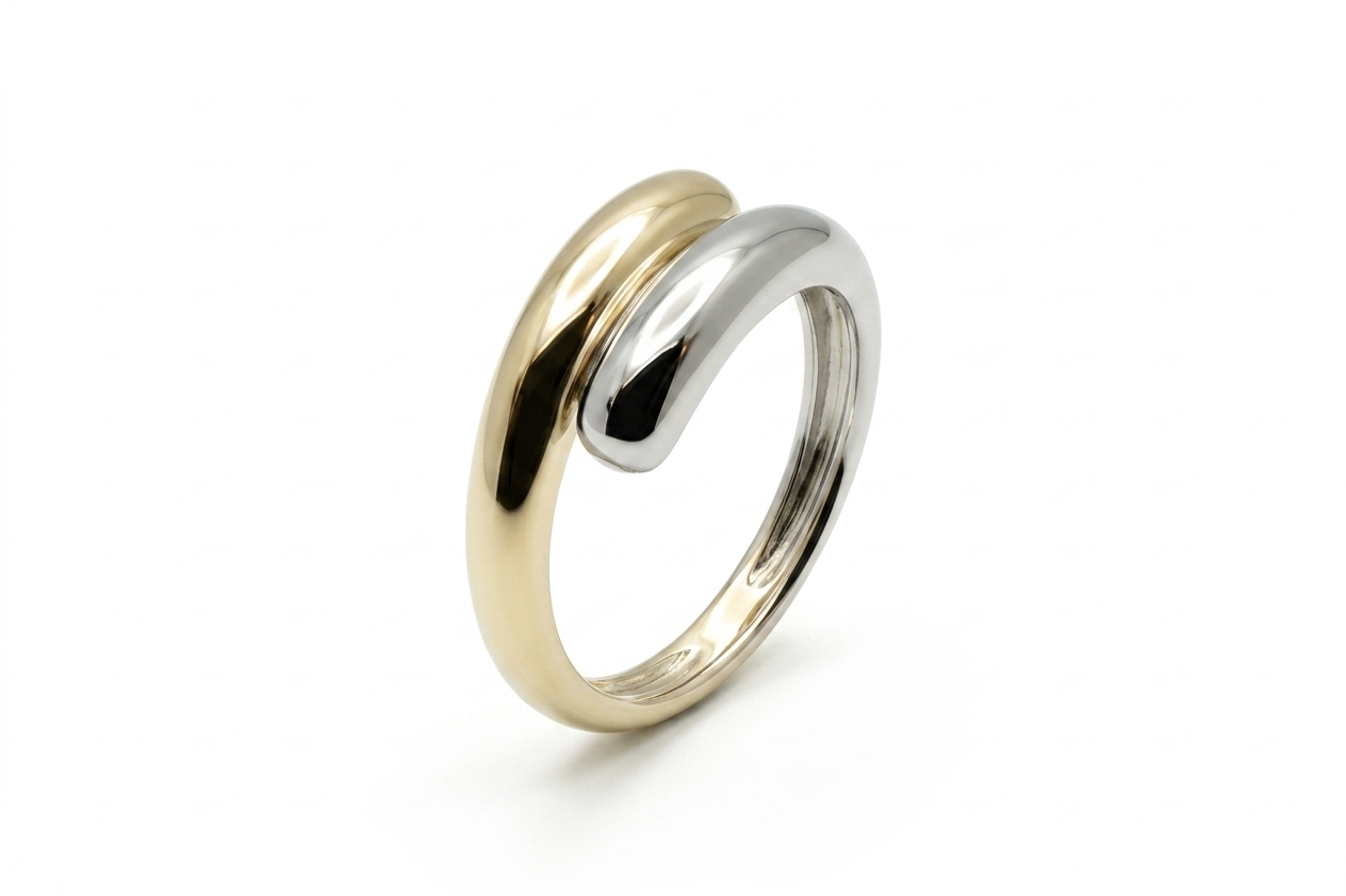 Bague Croisée en Or 2 Tons 