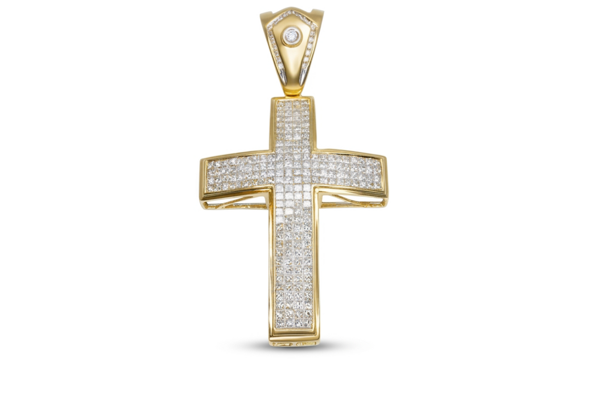 Croix en Or & sertissage invisible de 4.71ct de Diamants