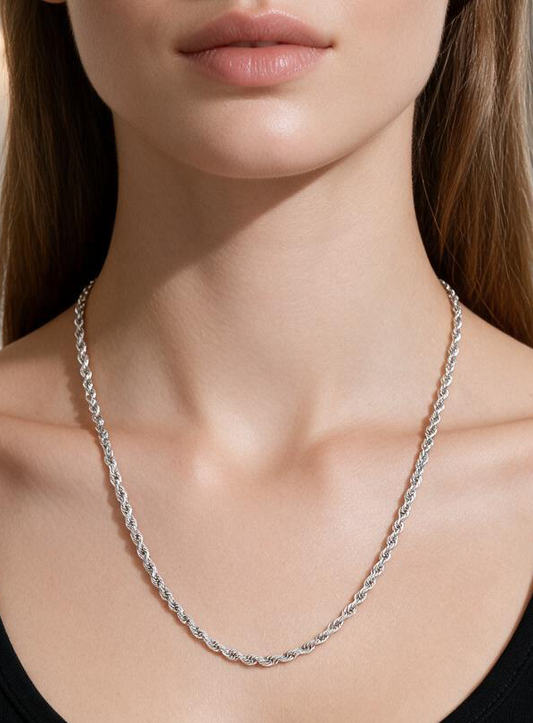 Solid Gold Rope Chain 3mm (White)