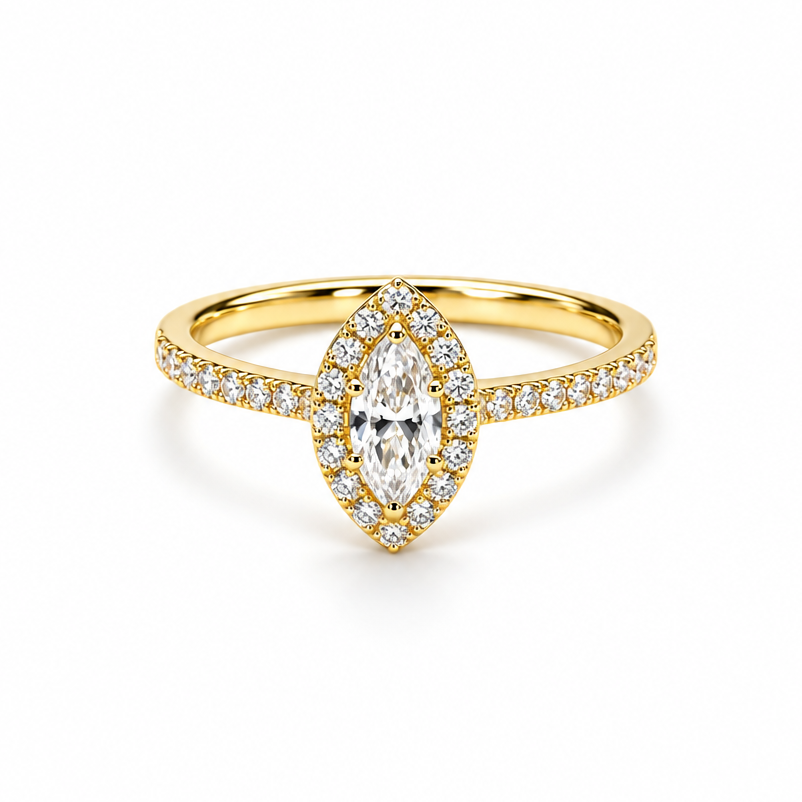 Bague de fiançailles marquise en or sertie de 0.86ct de diamants LAB
