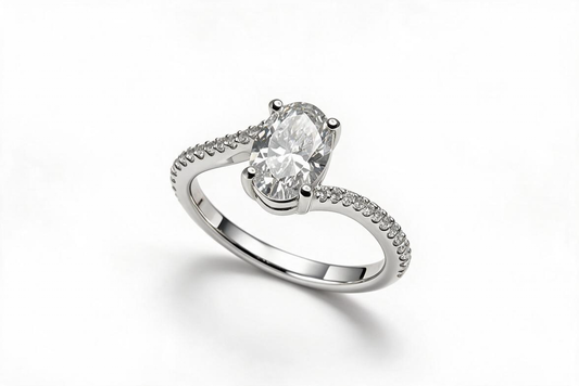 Oval Gold Engagement Ring & 1.53ct LAB Diamonds